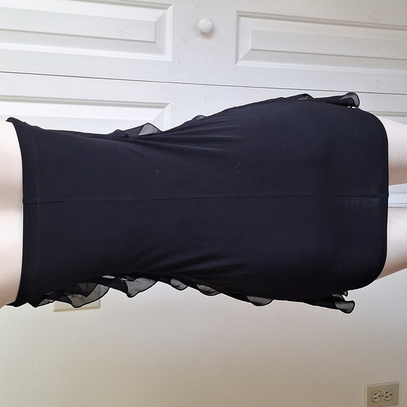 BCX Ruffled Strapless Little Black Dress, Size Small - Picture 3 of 8